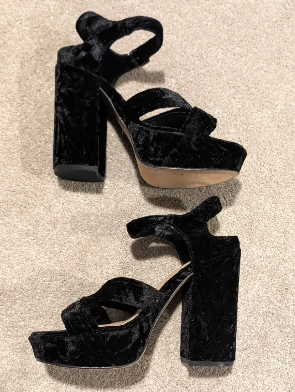 Torrid Black Crushed Velvet Platform Heels - Size 7W